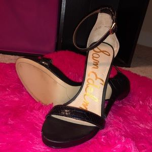 Sam Edelman Black Snake Skin Sandal Heels